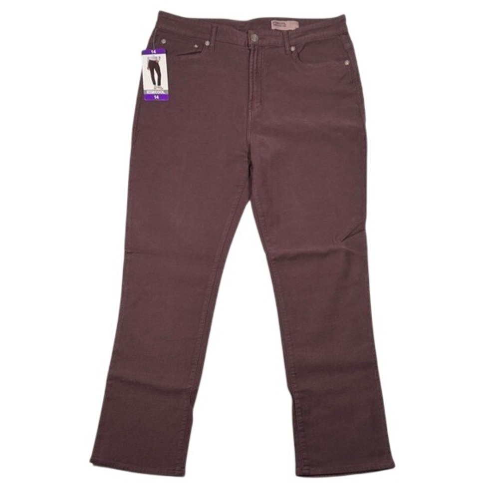 32 Degrees Cool Womens Sweatpant Jeans Sz 14 Burgundy Straight Leg High Rise NEW